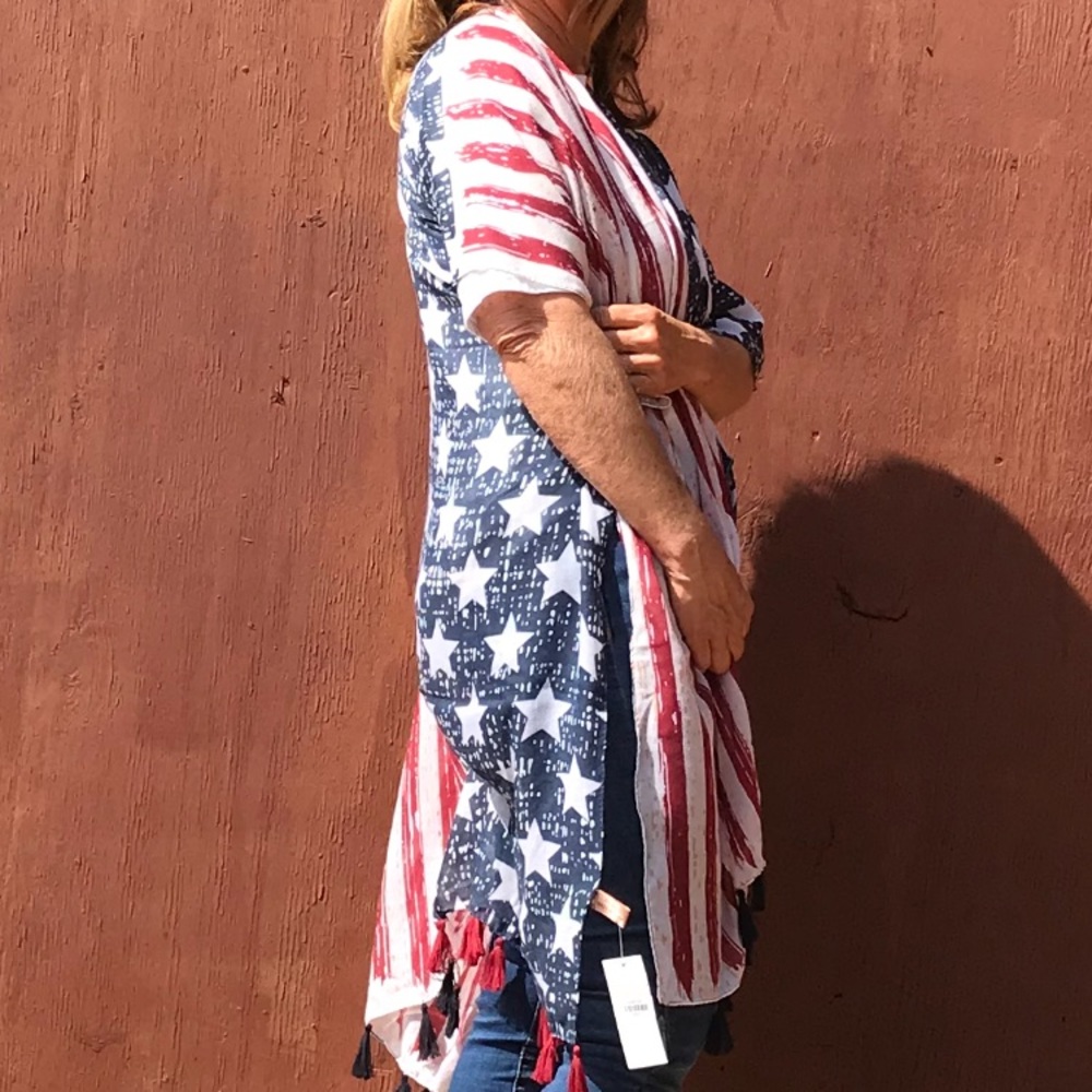 American Flag Red/White/Blue Kimono - Picture 11 of 17